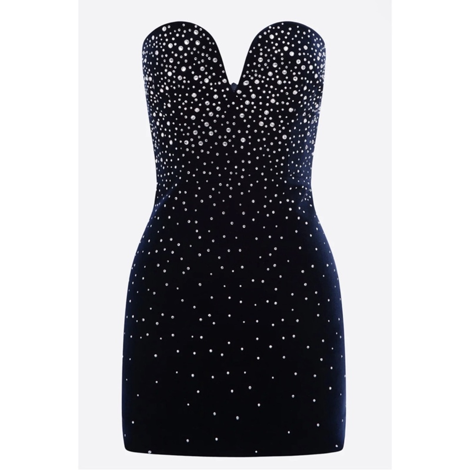 Alex Perry Strapless Sweetheart Crystal Embellished Velvet Black Mini Dress Sz 6 — image 2 of 8